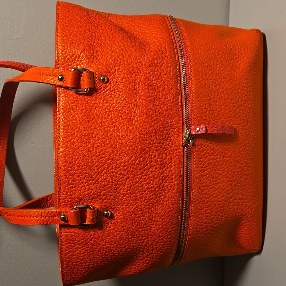 Kate Spade Pebble Leather Tote Orange & Pink - Picture 3 of 12